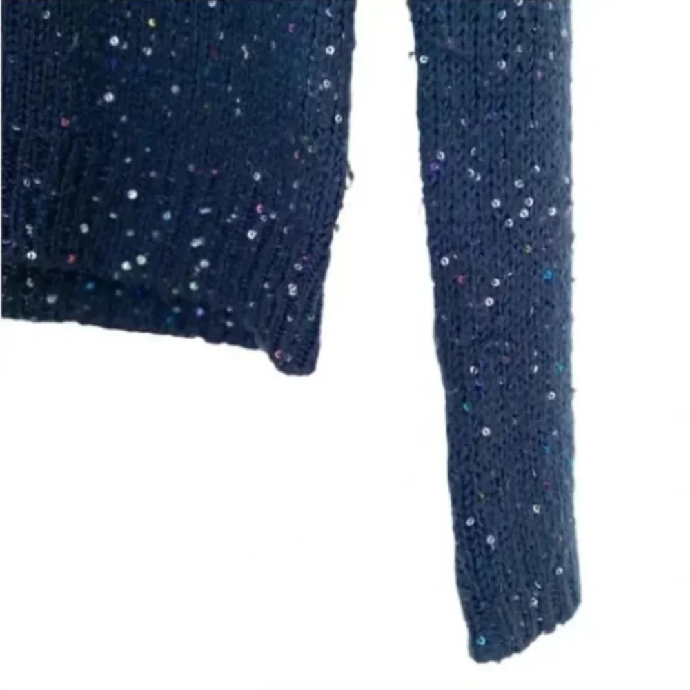 Zara Blue Trafaluc Knit Sweater Sequins Size S QT - Picture 7 of 7